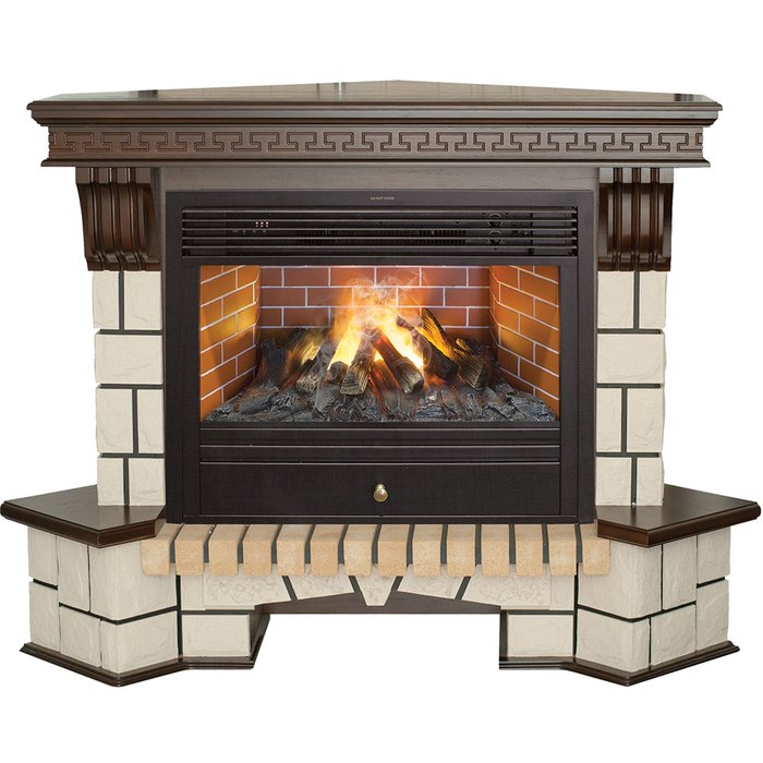 Real-Flame Stone Corner 26/HL AO с очагом 3D Novara в комнату камин с эффектом живого пламени
