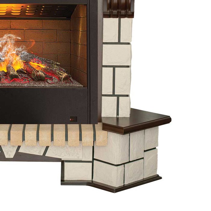 Real-Flame Stone New Corner с очагом 3D Helios эргономичный электрокамин углового типа