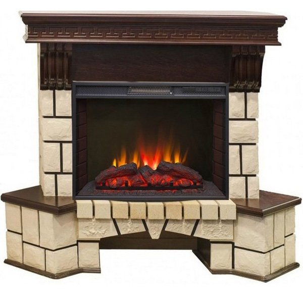 Real-Flame Stone new 25 с очагом Sparta 25,5 LED для жилого помещения бежевый электрокамин