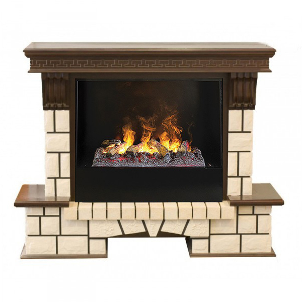 Real-Flame Stone 26/HL AO (DN) с очагом 3D Cassette 630 (Black вставка) электрокамин с широким очагом 3D