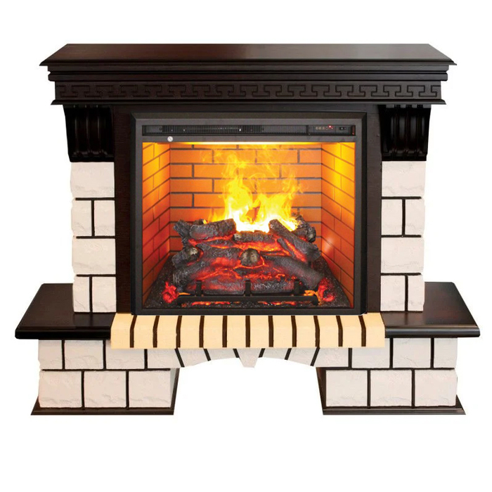 Real-Flame Stone new 26/HL AO (DN) с очагом 3D Leeds 26 для загородной дачи 3D Каминокомплект с увлажнением и звуком
