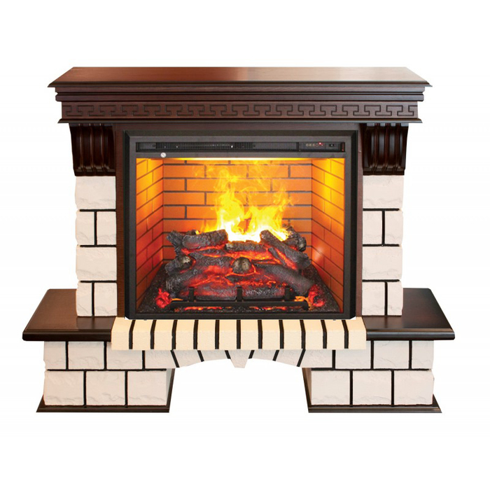 Real-Flame Stone new 26/HL AO (DN) с очагом 3D Leeds 26 для загородной дачи 3D Каминокомплект с увлажнением и звуком