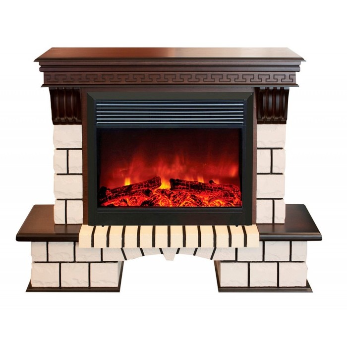 Real-Flame Stone 26/HL с очагами Moonblaze Delux/Lux (BL/BR) зеркальный электрокамин с эффектом живого огня и звуком