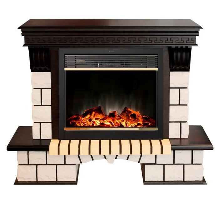 Real-Flame Stone 26/HL с очагами Moonblaze Delux/Lux (BL/BR) зеркальный электрокамин с эффектом живого огня и звуком