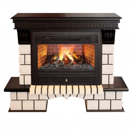 Real-Flame Stone 26/HL AO с очагом 3D Novara бесшумный керамический каминный комплект