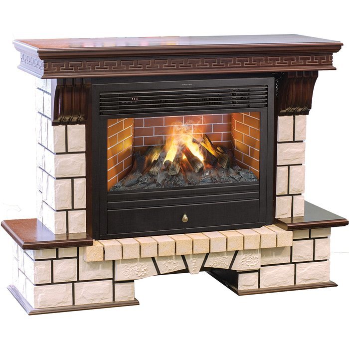 Real-Flame Stone 26/HL AO с очагом 3D Novara бесшумный керамический каминный комплект