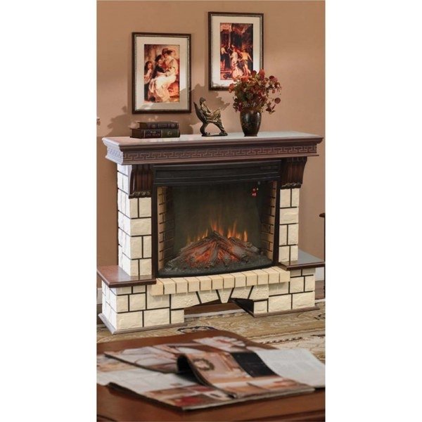 Real-Flame Stone new 33 с очагом Firespace 33 S IR с термостатом напольный электрический камин