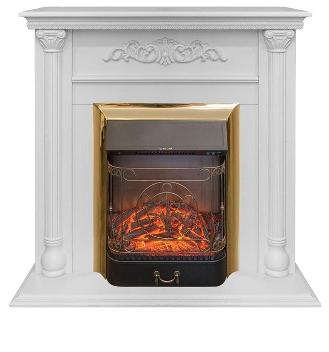 Real-Flame Torino STD/EUG WT с очагами Fobos s Lux BL/BR, Majestic s Lux BL/BR шпон портал со встроенным очагом
