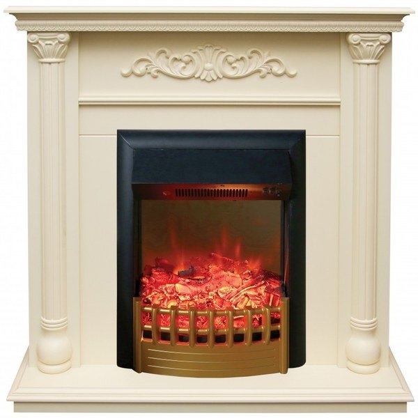 Real-Flame Torino STD/EUG WT с очагом Rimini с декоративной решеткой электрический камин