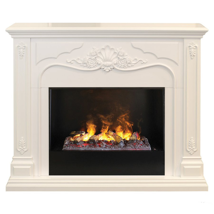 Real-Flame Victoria 26 WT с очагом 3D Cassette 630 (Black вставка) 3D эффект пламени красивый электрокамин 3D со звуком