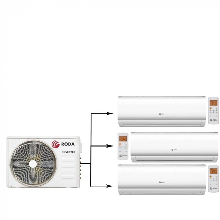 Roda RUI-3M27BB/RSI-M07WB*3шт мульти сплит-система на 3 комнаты