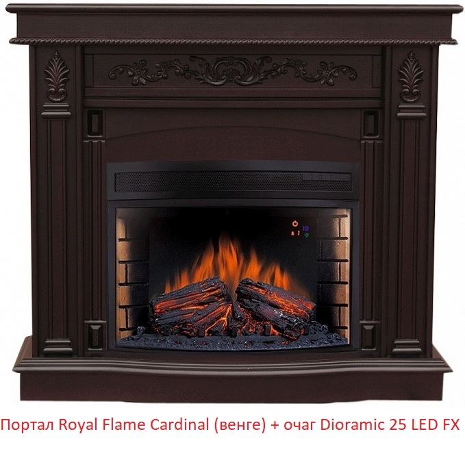 Royal Flame Cardinal под очаг Dioramic 25 LED FX венге деревянный портал для камина
