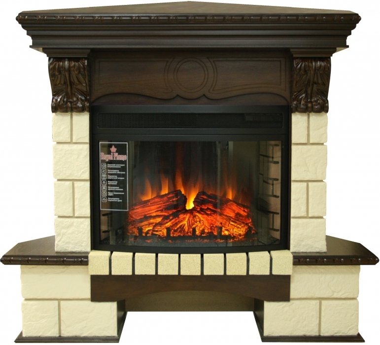 Royal Flame Pierre Luxe Шампань угл. с очагом Dioramic 25 (Темный дуб) электрокамин с широким очагом 2D