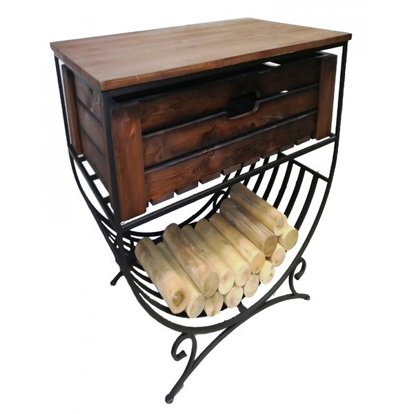 SafaMaster Кованая дровница с ящиком из сосны (D5070) дровница