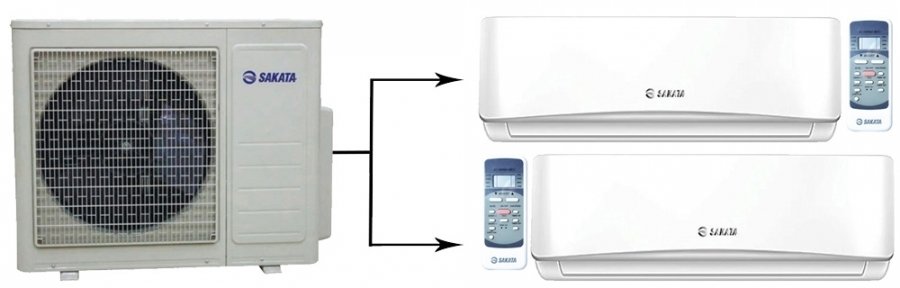 Sakata SOM-2Z40B/SIMW-25CZ*2шт мульти сплит-система на 2 комнаты