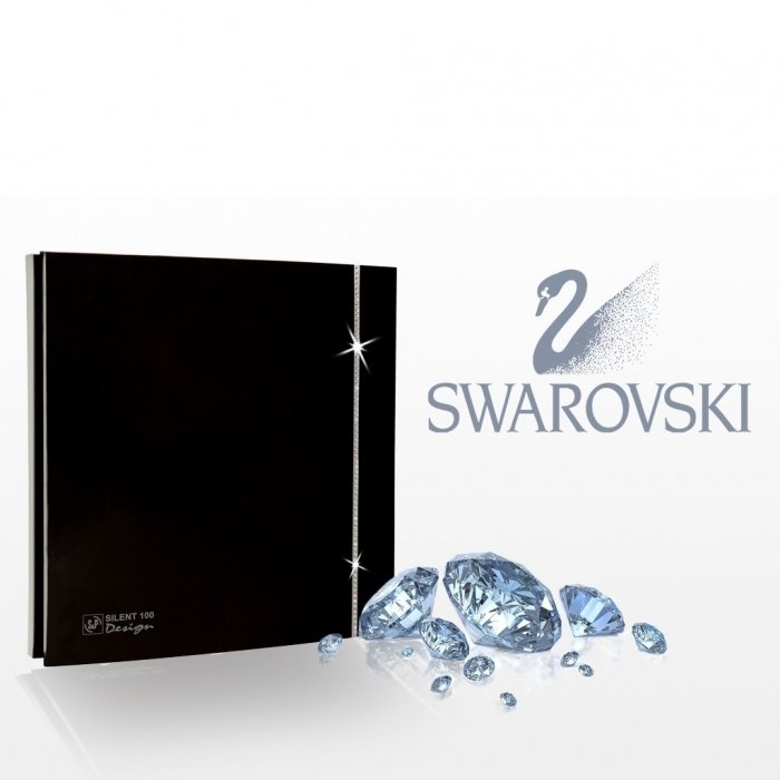 Soler & Palau SILENT-100 CZ BLACK SWAROVSKI DESIGN (230V 50) плоский черный вытяжной вентилятор