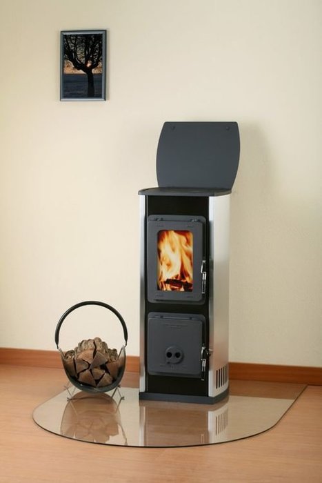 THORMA MILANO II AT TERMOPLATE, черная/нержавейка дровяная печь