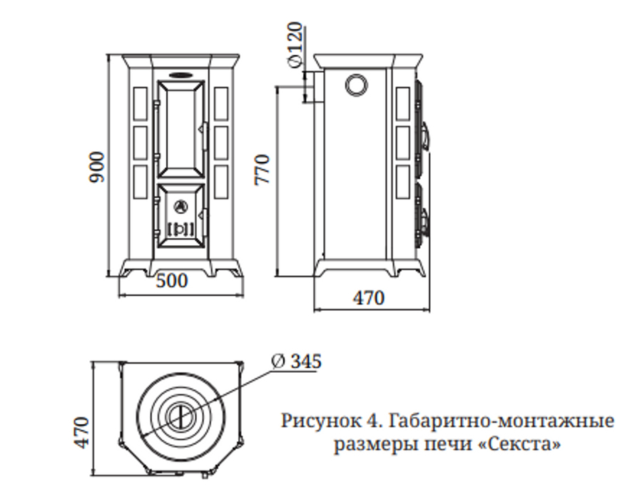 TMF ПО Статика Секста, черная бронза дровяная печь