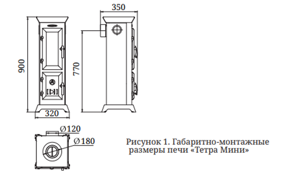 TMF ПО Статика Тетра Мини, черная бронза дровяная печь