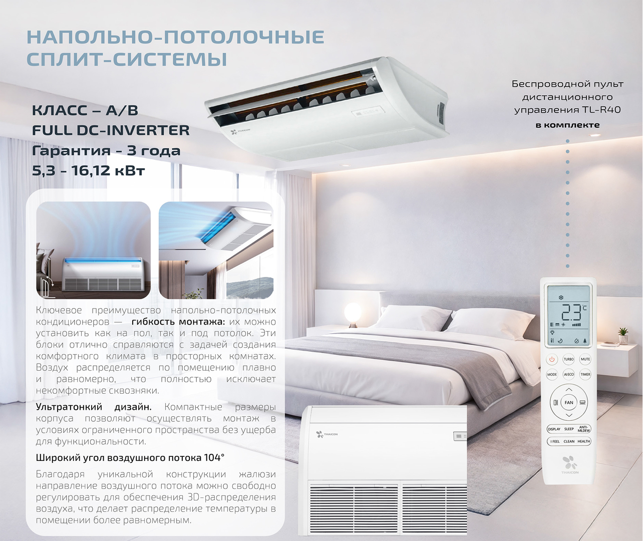 Thaicon TL-PU50-FR/TL-PO50-FR напольно-потолочный кондиционер