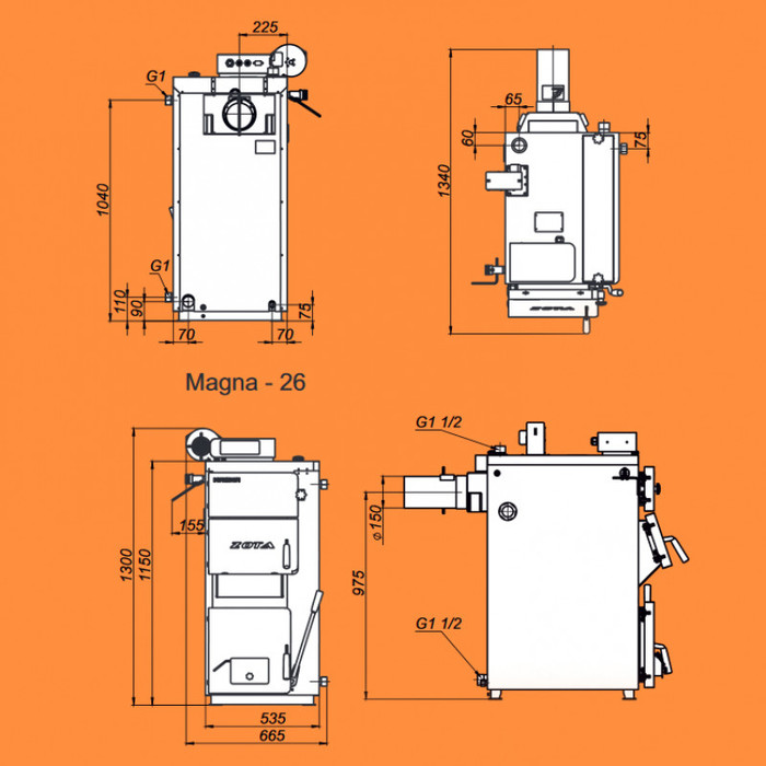 Zota "MAGNA" 26 (MG4931120026) твердотопливный котел