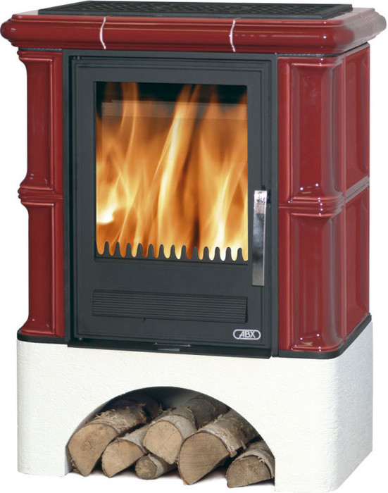 ABX Bavaria K (6,9кВт в воду) белый цоколь, бордо дровяная печь