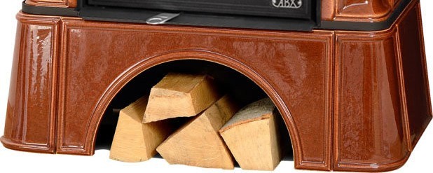 ABX BAVARIA KI (6,9кВт в воду) кафельный цоколь, каштан дровяная печь