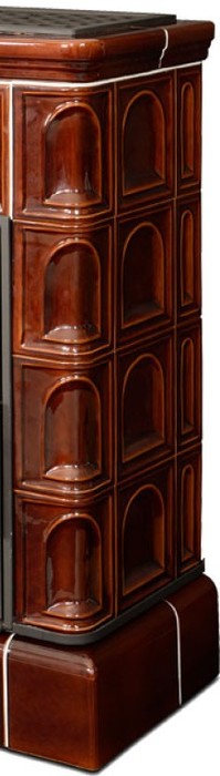 ABX BRITANIA K (6,9кВт в воду) кафельный цоколь, коричневая дровяная печь