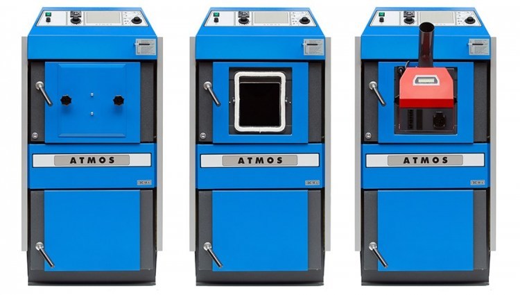 Атмос DC30SX с инсталляцией для горелки А25 твердотопливный котел