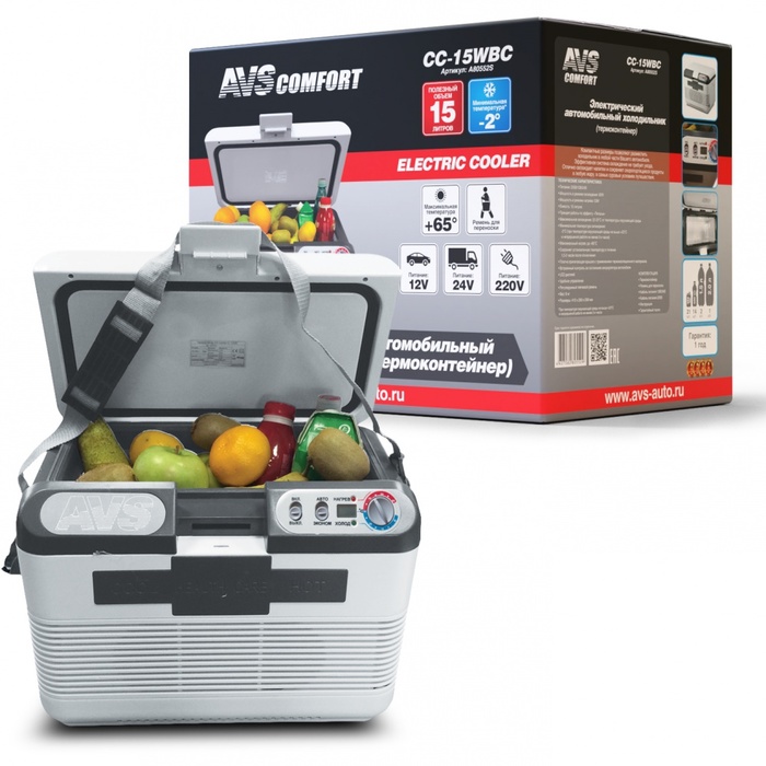 AVS CC-15WBС(программное управление) 15л термоэлектрический автохолодильник