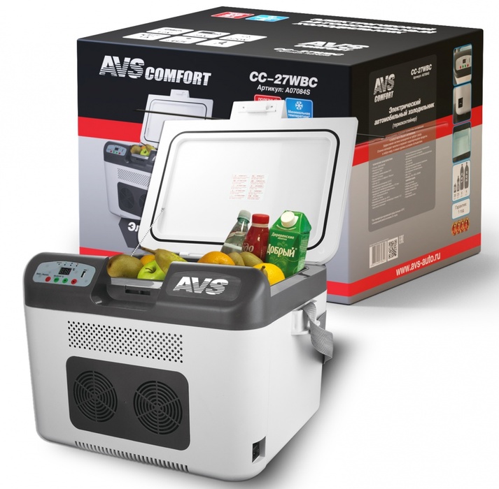 AVS CC-27WBC(программное цифровое управление, USB-порт) 27л 12V/24V/220V термоэлектрический автохолодильник