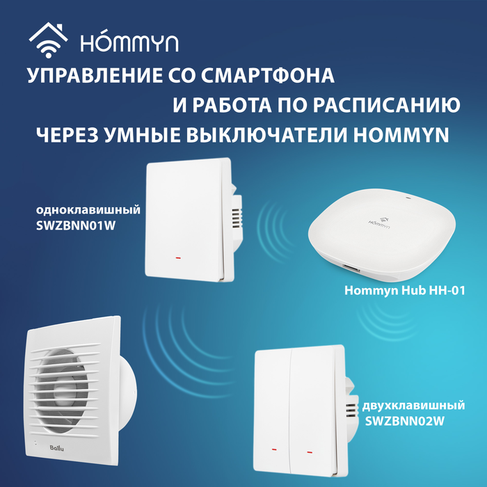 Ballu BAF-FW 100 N вытяжка для ванной диаметр 100 мм