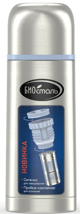 Biostal 0,35 литра пробка с ситечком (стальной) (NB-350Z) термос