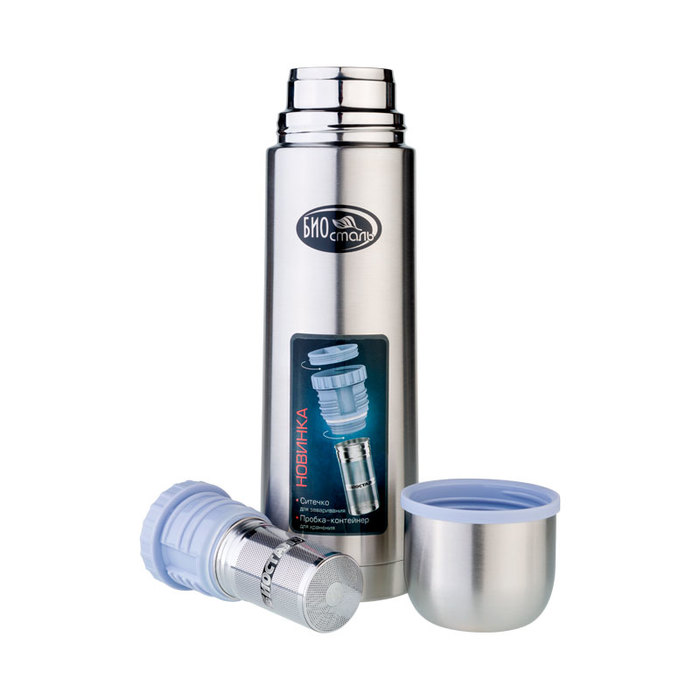 Biostal (0,75 литра) пробка с ситечком (стальной) (NB-750Z) термос