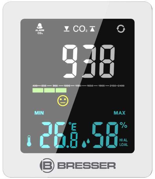 Bresser Air Quality Smile с датчиком CO2, белый барометр