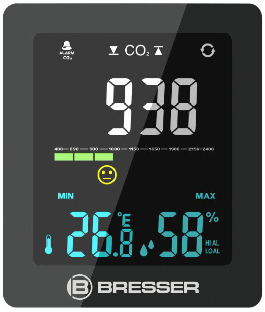Bresser Air Quality Smile с датчиком CO2, черный барометр