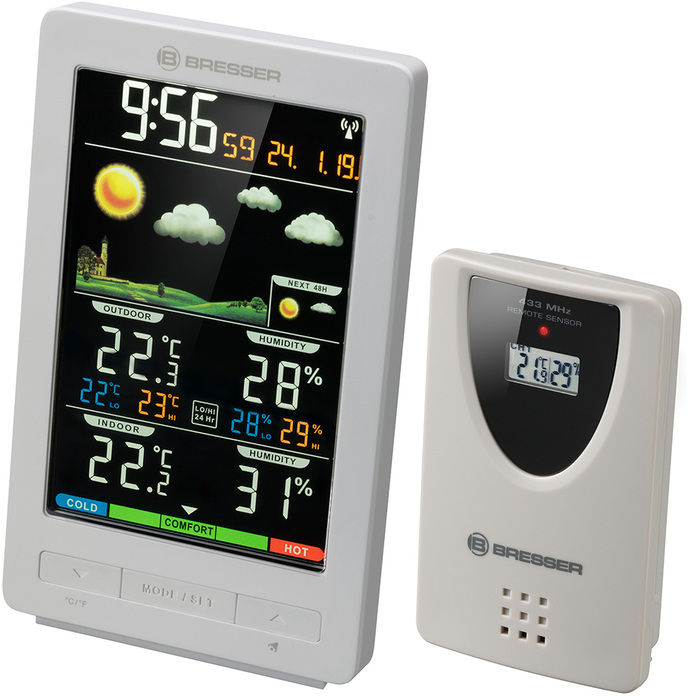 Bresser ClimaTemp WS с цветным дисплеем, белая (77563) цифровая метеостанция