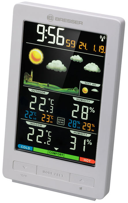 Bresser ClimaTemp WS с цветным дисплеем, белая (77563) цифровая метеостанция