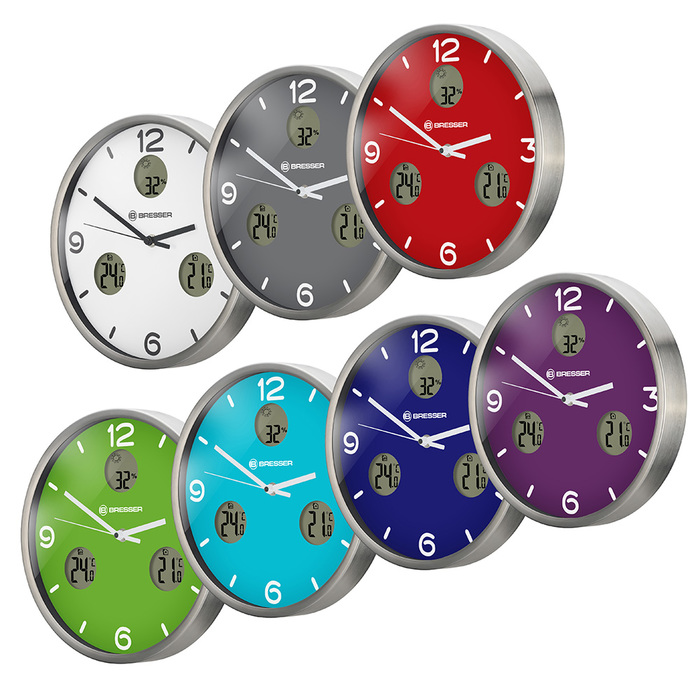 Bresser MyTime io NX Thermo/Hygro, 30 см, зеленые проекционные часы