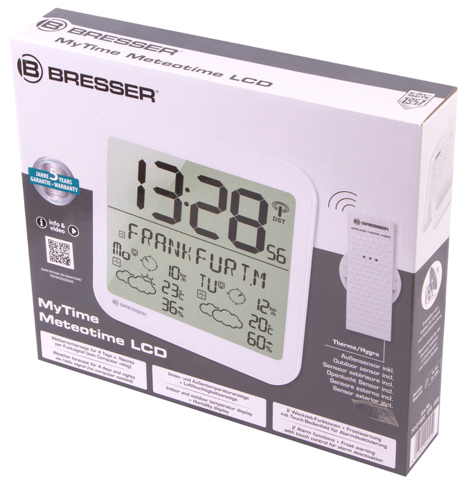 Bresser MyTime Meteotime LCD, белые проекционные часы