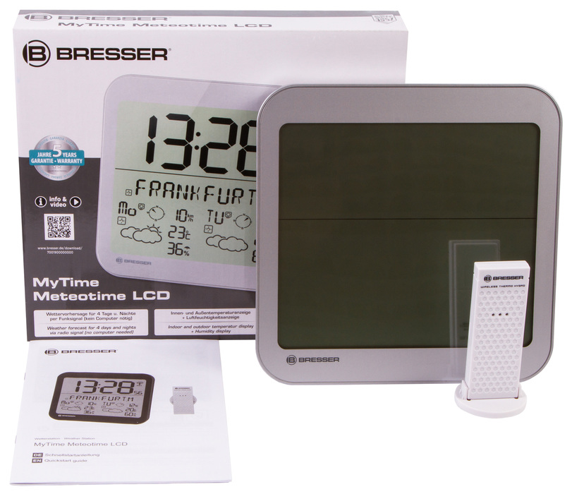 Bresser MyTime Meteotime LCD, серебристые проекционные часы