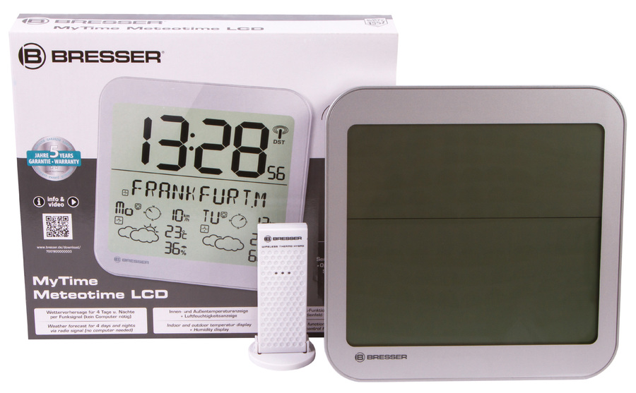 Bresser MyTime Meteotime LCD, серебристые проекционные часы