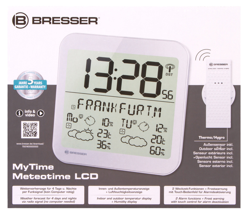 Bresser MyTime Meteotime LCD, серебристые проекционные часы