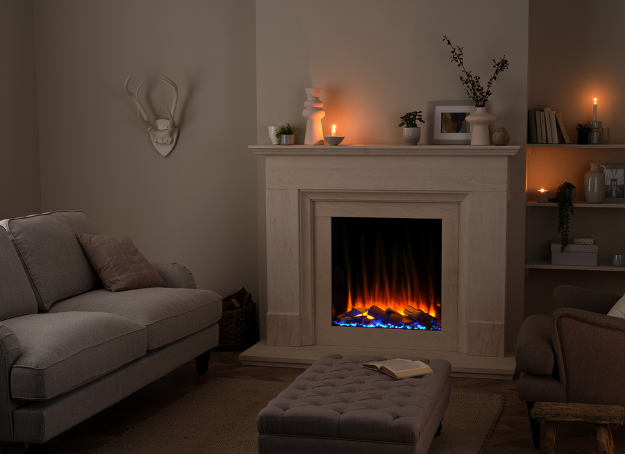 British Fires New Forest 650SQ with Signature logs широкий очаг 3D