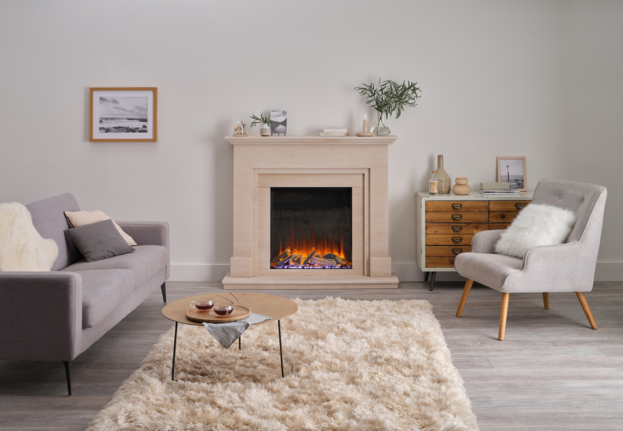 British Fires New Forest 650SQ with Signature logs широкий очаг 3D