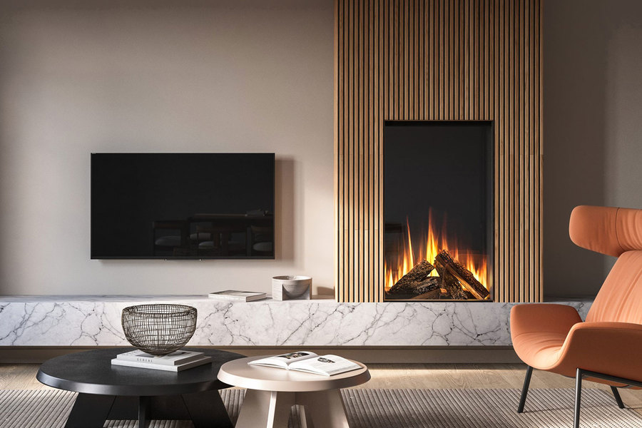 British Fires New Forest Tall Deluxe Knightwood широкий очаг 3D