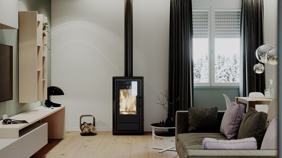 DEFRO HOME IGNIS, черная сталь дровяная печь