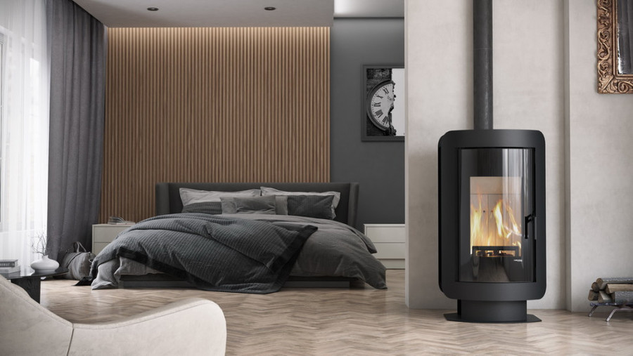 DEFRO HOME OVAL, черная сталь дровяная печь