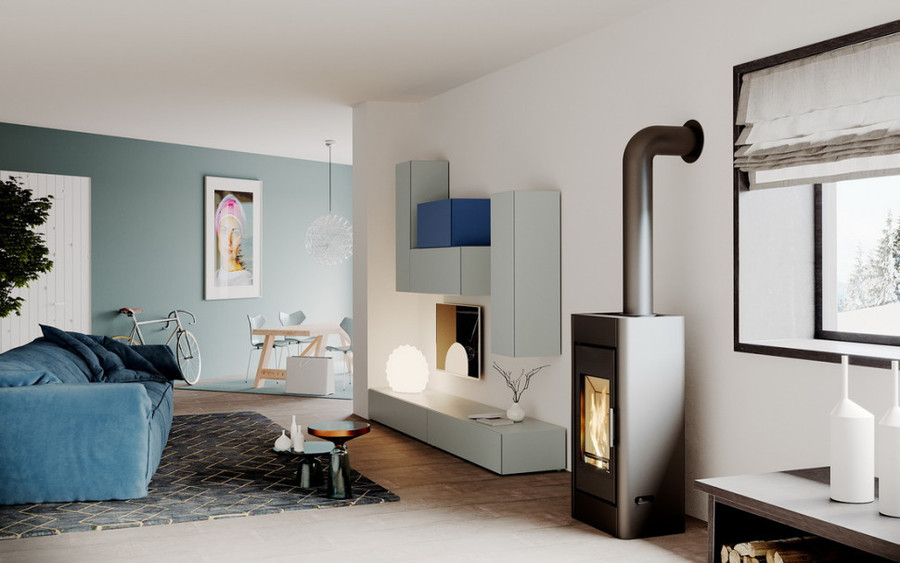 DEFRO HOME SOLUM, черная сталь дровяная печь