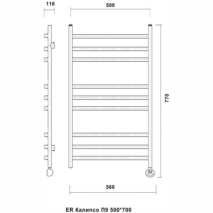 Domoterm Калипсо П9 500x700 БЕЛ ER электрический полотенцесушитель лесенка